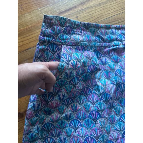 Talbots Blue & Purple Shell Print Skirt | Fan Pattern | Size 12 - Picture 2 of 6